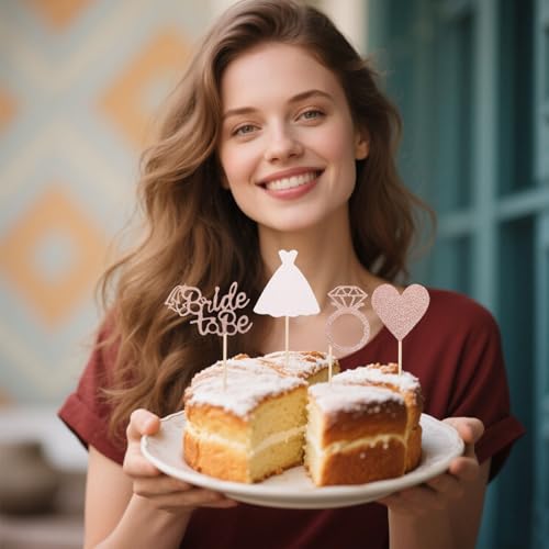 Bride Cupcake Topper, 24 Stück Cupcake Dekoration Braut, Kuchendekorationen Bride, Torten Dekoration Bride to Be, für Verlobung Junggesellenabschied Hochzeit Brautdusche Party(D)