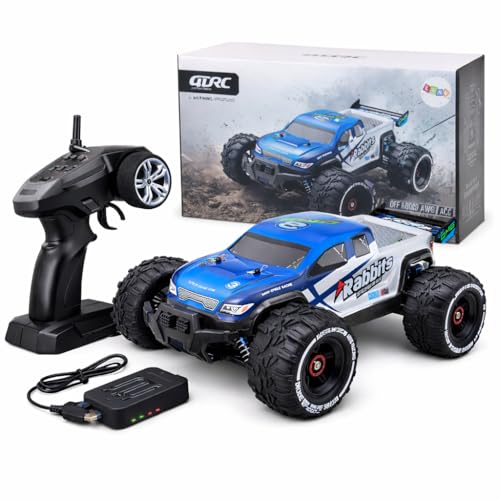 Image of SUPER TOY 1:18 Scale All Terrain RC Car, 35 KPH High Speed 4WD Electric Vehicle Hobby Car with 2.4 GHz Remote Control 4X4 Waterproof Off-Road Truck 6-Axis Shock Absorption with Rechargeable Battery