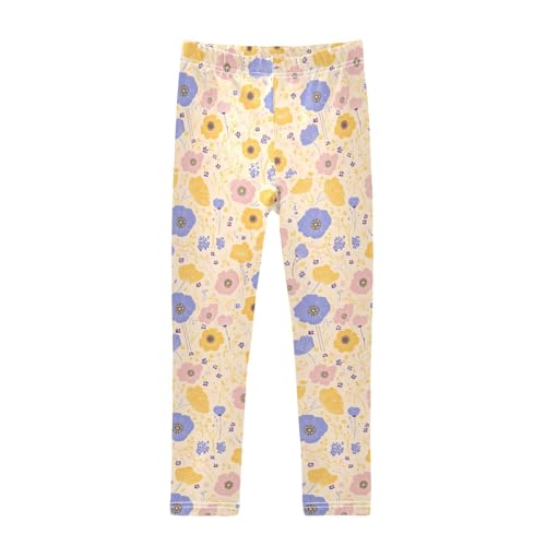KLL Vibrant Floral Pattern Poppy Toddler Baby Girl Leggings Casual Full Length Pants Gym