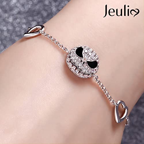 Jeulia 2.5 Carat Jack Skull Nightmare Charm Bracelet For Women 925 Sterling Silver Christmas Bead Bracelet Horror Movie Costume Jewelry Link Bracelet with Adjustable Infinity Chain3