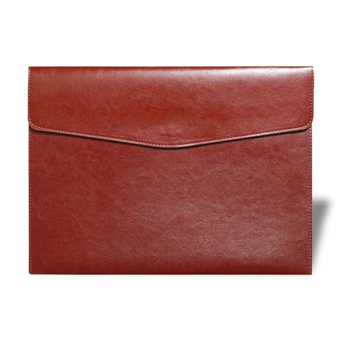 RisePlus Dokumentenmappe A4 Leder, Aktentasche A4 aus PU-Leder, wasserdichte Büro- und Reisetasche für Dokumente, Vintage-Design mit Stifttasche(Braun)