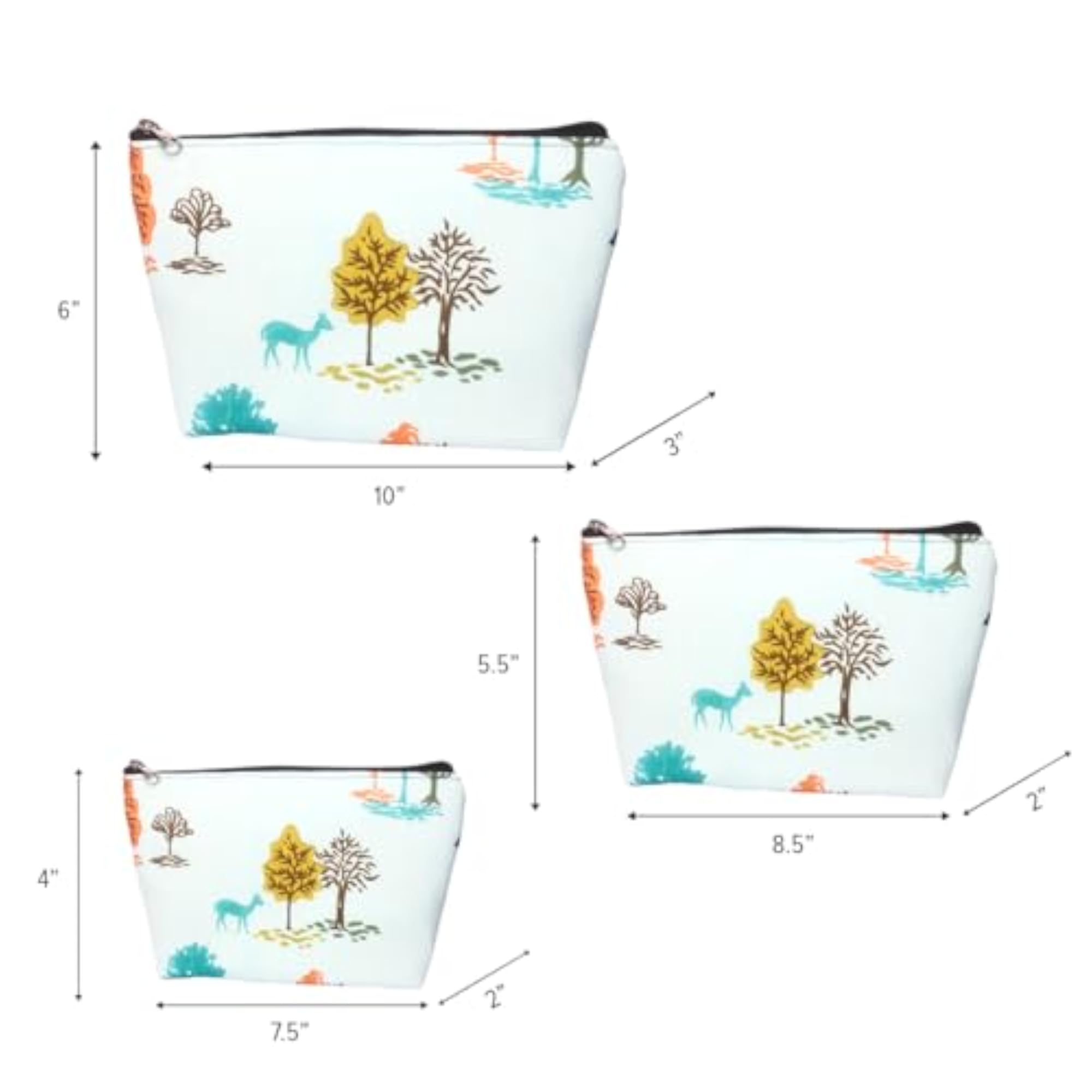 Set of 3 Printed Cotton Eco-Friendly Pouch
