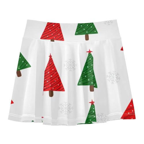 Joisal Tennis Skirts Kids Red Green Christmas Trees Athletic Shorts for Girls Skorts Children Pleated 4t