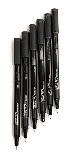 Image of Camlin Kokuyo Oil Pastel (50 Shades) & Brustro Professional Pigment Based Fineliner - Pack Of 6 (Black)
