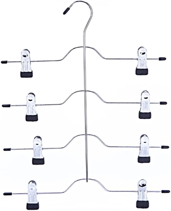Space Saving Pants Rack, 4 Tier Hangers with Clips, Wardrobe Clothes Rack Organizer for Trousers, Scarves, Skirts, Pants, Jeans for Neighbors, Mothers,