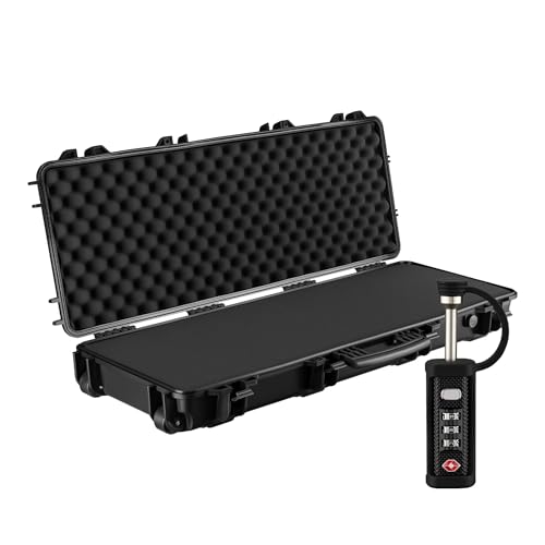 WilTec Maletín para Armas 109,8 x 41,5 x 15,5 cm con Cerradura, Estuche para Armas largas, Caja para Rifle con Acolchado de Espuma, Maleta para Rifles con Gran Capacidad de Carga