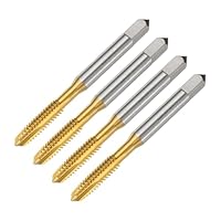 QUARKZMAN 4 Stück 1/4-20 UNC B2 Spiral Point Gewindeschneider, Schraubengewinde Schneidwerkzeug, Titanbeschichtete 6542 Hochgeschwindigkeitsstahl Maschinen-Gewindebohrer Tapping Bit