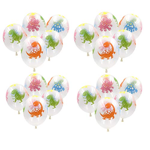 SUSHAFEN 20Pcs Dinosaur Balloons Transparent Latex Balloons Cartoon Animal Balloons for Kids Toy Gift Birthday Party Decoration Dinosaur Theme Party Supplies
