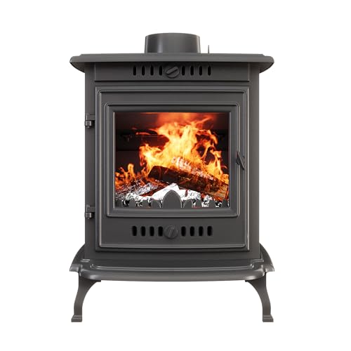 Estufa de leña independiente de hierro fundido negro (P10)
