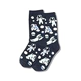 Hot Sox Kids' Big Fun Conversation Starter Crew Socks-1 Pair Pack-Cool & Cute Boys and Girls Gifts, Astronauts (Denim Heather), Small-Medium
