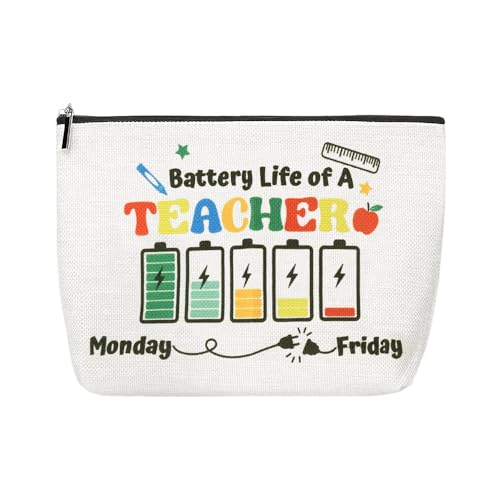 Bolsa de maquiagem de aniversário e Natal para professores, presentes para viajantes, cosméticos, higiene pessoal, cuidados com a pele, presentes para jogadores de hóquei em campo, Branco, Small