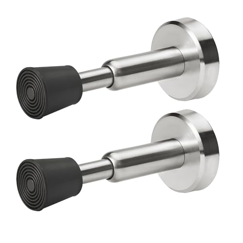 Homotek Feder-Türstopper hydraulischer Edelstahl-Wand-Türstopper mit Gummispitze 10 2 cm Höhe gebürstetes Satin-Nickel 2 Stück
