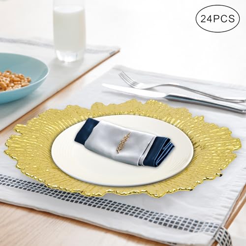Platos cargadores redondos oro 13 pulg set 24 pzas miniatura 4
