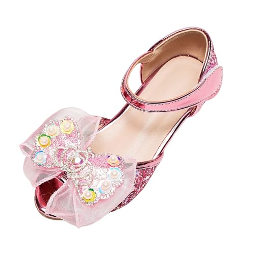 IWIHMIV Dress Up Princess Shoes Girls Low Heel Sandals Dress Open Toe Rhinestone Sandals Wedding Party Shoes