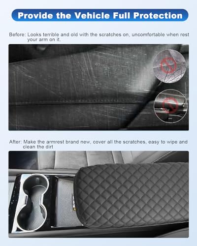 Image of CDEFG for 2024 2025 2026 Chevy Blazer EV Center Console Cover for 2024 2025 2026 Chevrolet Blazer EV LT /RS Accessories Armrest Cover Middle Console Pad Arm Rest Cushion (Black Thick)