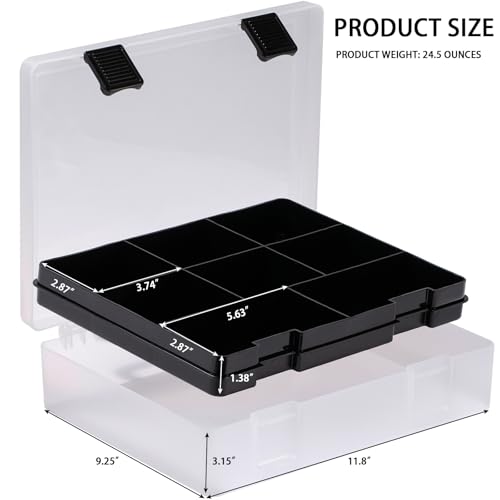Image of OffiXymeric Plastic Storage Bin with Clear Lid and Removable Tray, Perfect for Craft Supplies, Art Tools,Beads, Stackable Organizer with Portable Handle, Durable Design for Home or Office Use (Black)