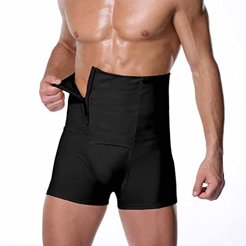 Ropa interior moldeadora masculina con cremallera y pantalones cortos de compresión alta