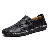 Asifn Herren Casual Loafers Fahrschuhe Oxfords Bequeme Verstellbare Sneaker Walking Schuhe Leder Slip auf Penny Classic Mokassins（Schwarz,42/43 EU,43 Markengröße