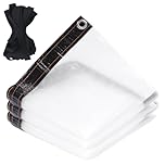KJLEEN 2M x 3M Clear Tarpaulin Waterproof Heavy Duty Transparent Tarpaulin Clear Sheet Waterproof Cover Tarp with Eyelets and Rope for Home Garden Outdoor Gazebo Greenhouse Chicken Rabbit Hutch