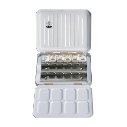 Schmincke - HORADAM® AQUARELL Paint Box Compact, Gold-Lacquered Metal Box with 6 Finest Watercolors in Gold Tones, 74665097, Space for 12 Additional pots by Schmincke - Image 2