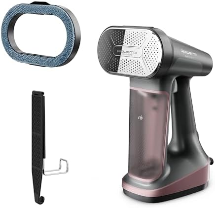 Rowenta - Vaporizador de hierro para ropa, vaporizadores de mano 3 en 1, vaporizador de ropa, planchado, removedor de pelusas, tanque de 7.8 onzas, 1875 vatios, apagado automático, negro y rosa