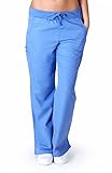 Ultra Soft Scrubs - Womens Flare Cargo Scrub Pant, Ceil Blue 38804-Small