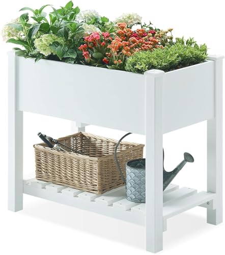 Raised Elevated Garden Bed with Legs (Off-White)