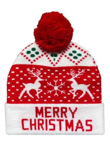 Christmas Hats Knitted Christmas Beanies for Adults Kids Black, 2, One Size
