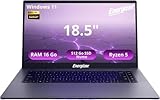 Energizer EnergyBook Pro 18,5" PC Portable - Grand Écran FHD IPS, AMD Ryzen 5, 16Go RAM, 512Go SSD, Windows 11 - Clavier AZERTY Français - Ordinateur Portable Multitâche, Gris