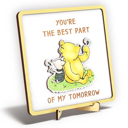Woodamore Winnie Bear Pooh Gifts For Women - Desk Accessories For Men Boy, You\'re The Best Part Wood Sign Pooh Decor For Home Office Decorations