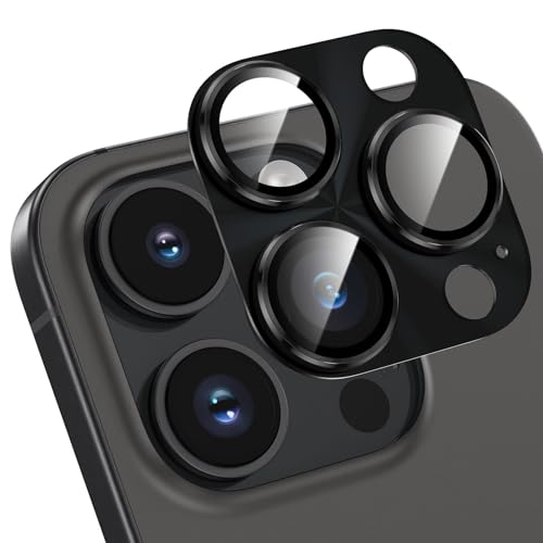 HWeggo für iPhone 15 Pro/iPhone 15 Pro Max Kameraschutz,9H gehärtetes Glas,Einteiliges Aluminiumlegierung Metall Kamera ...