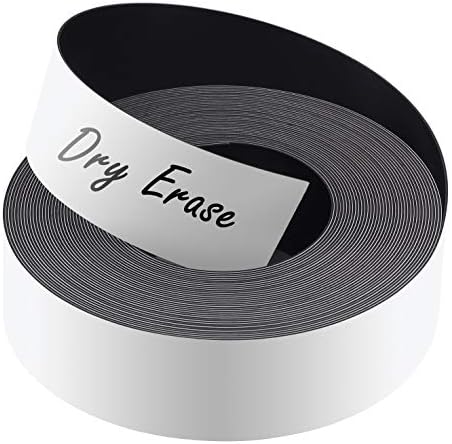 LLPT Dry Erase Magnetic Label Strips 25mm x 8m Blank Writable Magnet Roll Labels Reusable Cutable for Refrigerator Shelf Whiteboard Toolbox Craft and Other Metallic Surfaces White (DMS126)