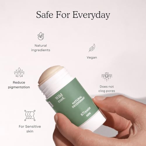 Image of BITAMIN Natural Deodorant Roll on Stick for Men | Alcohol & Paraben Free | Long Lasting Odour Protection Vegan | Zinc, Vit C, Coconut Oil & Shea Butter | Sea Salt & Wild Root | 30g Each | Pack of 2