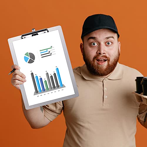 A4-Größe Vertikale Klemmbrett mit abnehmbarer Stifthalterung - tragbar und langlebig mit schwerer Klammer und Aufhängevorrichtung,430 Hochformat(kann von Magneten angezogen werden)