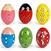 POPLAY Wooden Percussion Musical Egg Maracas Egg Shakers, 6 PCS, Random Pattern, Halloween Props