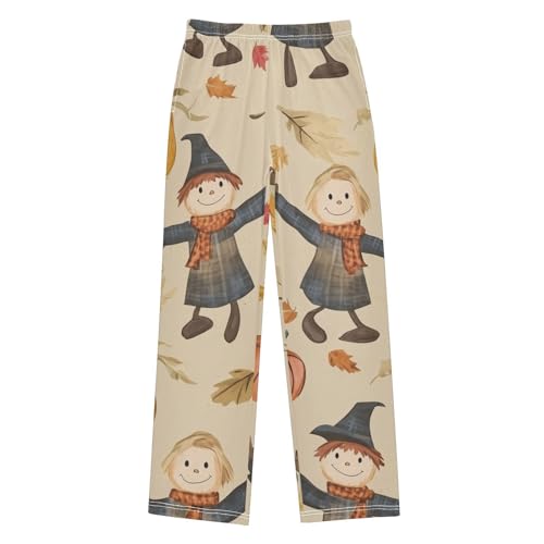 Scarecrow Pumpkins Boys Long Pants Soft Trousers Elastic Waist Kids Lounge Bottoms with Pockets S-XL