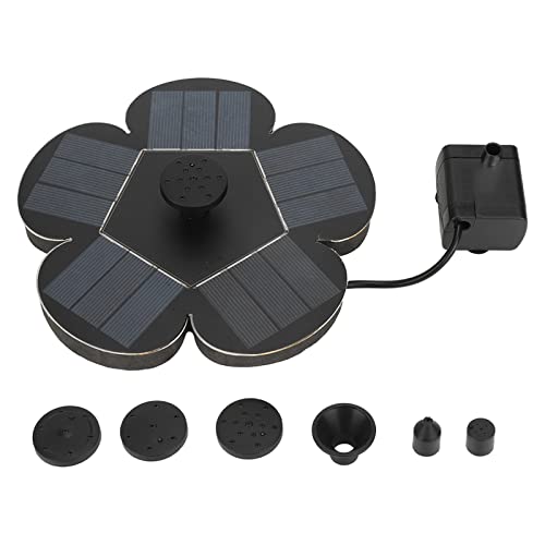 Fuente Solar Al Aire Libre Diseño de Flor de Ciruelo Bomba de Agua Solar de Alta Estabilidad para Baño de Pájaros de Jardín, Plástico Negro 1,4 W Fácil Instalación