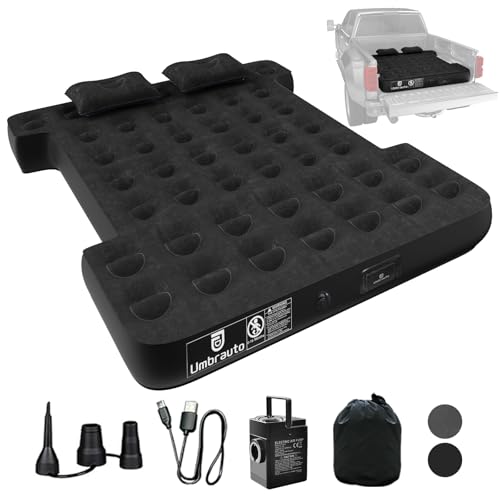 Umbrauto Built-in Pump Air Mattress for 5.5-5.8ft Full Size Short Truck Bed, Inflatable Camping Airbed with Rechargeable Cordless Pump for Truck Tent Camper