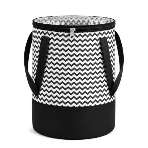 Image of Large Collapsible Laundry Hamper, 45L Capacity, Zip-Top Lid & Carry Handles, Space-Saving Foldable Design, Black