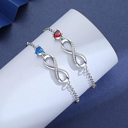 Tusuzik Infinity Bracelets for Womens Jewellery 925 Sterling Silver Bracelet ladies Love Heart Bracelets Mother Gifts for Mum Women
