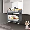 2-Tier Pull Down Shelf Upper Kitchen Wall Cabinet Pull-Out Cabinet Shelf Drop Down Pull-Down Lift for Kitchen Wall Cabinet Storage Organizer 24 Inch Heavy Duty Pull-Out Cabinet Shelf