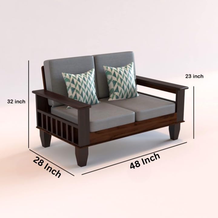 Image of Sheesham Wood 6 Seater Sofa Sets for Living Room Wooden 6 Person Sofa Set Without Coffee Table | Sofas Six Seater for Office (3+2+1,Walnut Finish)