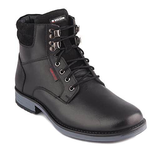 Image of Red Chief Men's Leather High-Ankle Boots with Contrast Blue Sole - Rugged | Bold | Urban | RC377