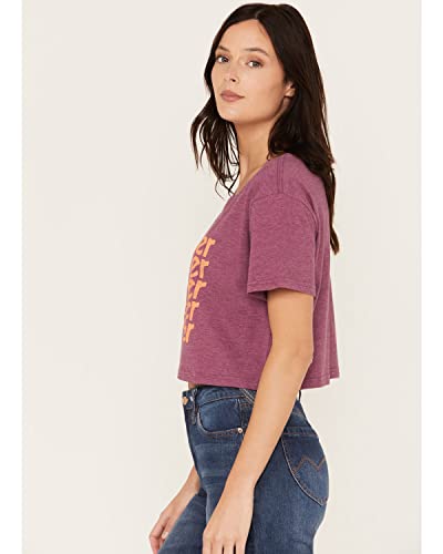 Wrangler Women's Trippy Boxy Cropped Graphic Tee Purple X-Large #TOP1