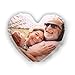LOOXIS Personalisiertes Herz-Kissen mit Foto & Text Bedruckt, selbst gestalten &ndash; 44x40 cm, Wei&szlig; - Geschenkidee M&auml;nner und Frauen, Jahrestag, Geburtstag, Valentinstag &ndash; Texturierte Oberfl&auml;che