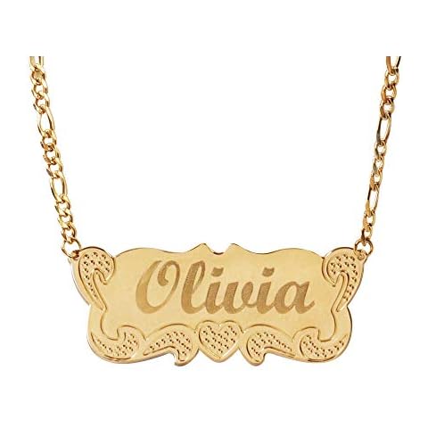 ProLuckis Personalized Gold Name Necklace Mother Daughter Necklace 18k Gold Plated Name Jewelry-1 (Gold-Large) Cover
