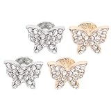 Lurrose Set 4 Ciondoli Decorativi in Lega per Cinturini Smartwatch, Anelli e Chiodi a Forma di Farfalla per Cinturini in Silicone, Accessori Moda per Orologi, Adatti a Uso Quotidiano