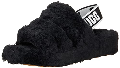 UGG Women's Fluff Yeah Fuzz Sugar Slipper, Black, 8 UK