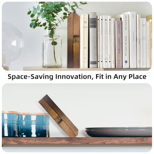 Ouwealy Wooden Cookbook Stand for Display, Cookbook Holder for Kitchen Counter, Multifunctional Recipe Book Stand, Brown Recipe Book Holder — view 6