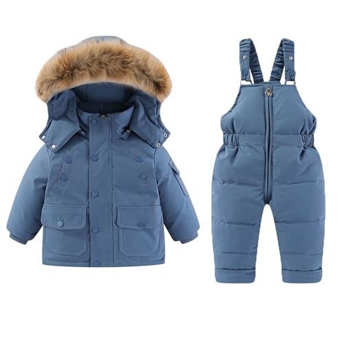 Combinaison Softshell D'extérieur Enfant Épaissi Veste et Pantalon de Ski une Pièce Imperméable avec Robe Interne intégrée et Zippé pour Alpinisme Ski...
